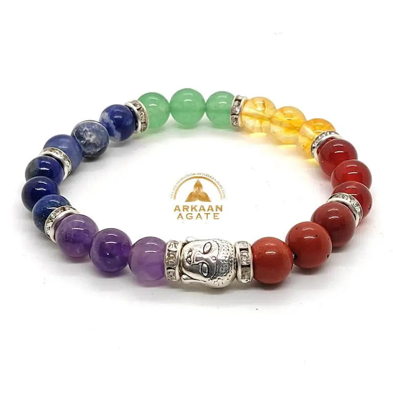 Wholesale Amethyst Buddha Bracelet High Quality Gemstone Beads stone chakra crystals Stretch Elastic for sale