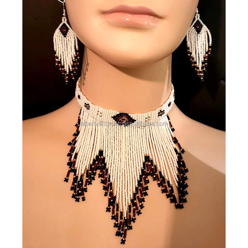 New Style Bohemian Beach Ethnic Style Colored Small Daisy Fashion Color Glass Seed New Design  Bead Necklace with Earring