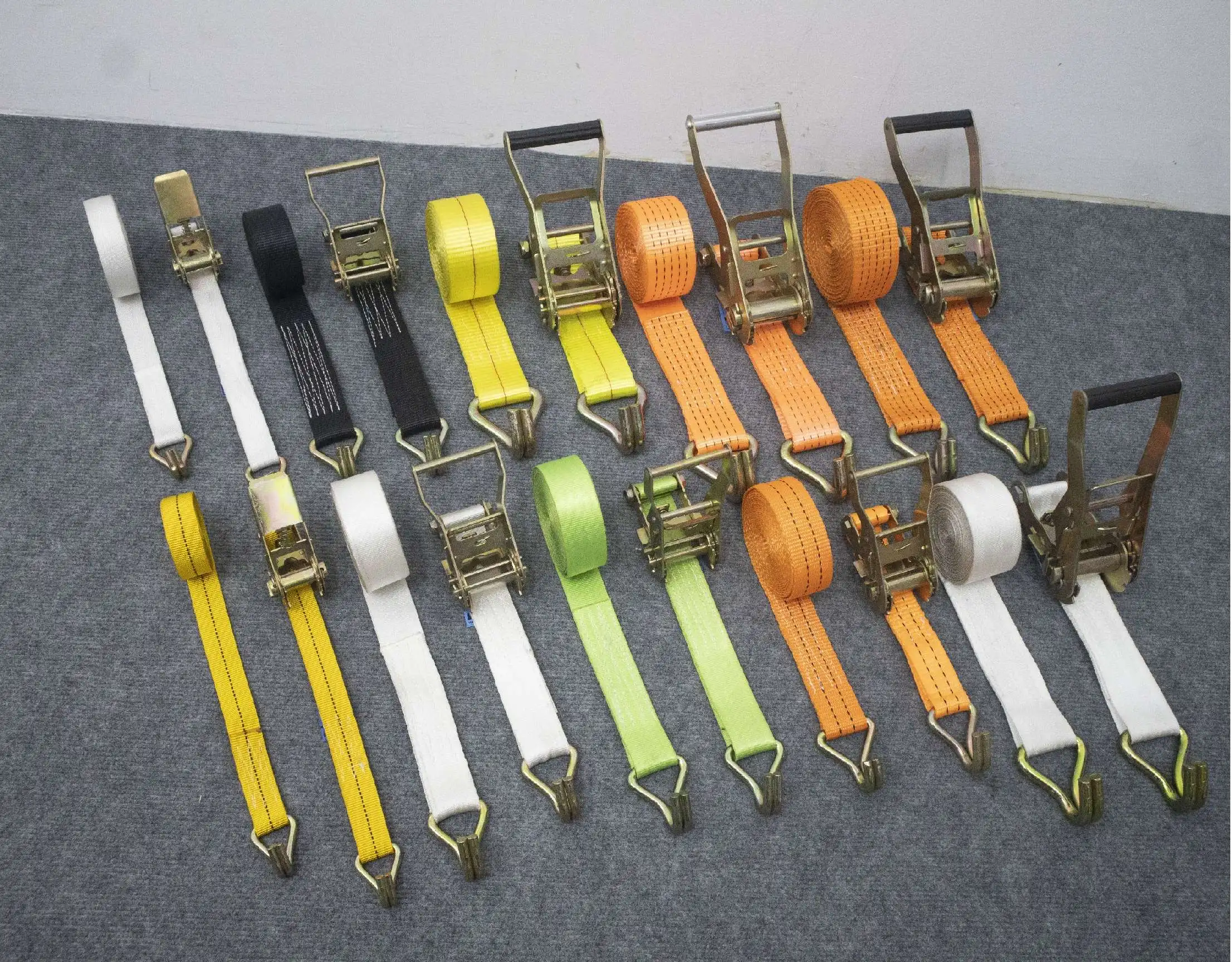 50 mm Yellow Ratchet Tie Down Strap for Heavy Duty Cargo Lashing Belts Lifting Sling -  Customized Length