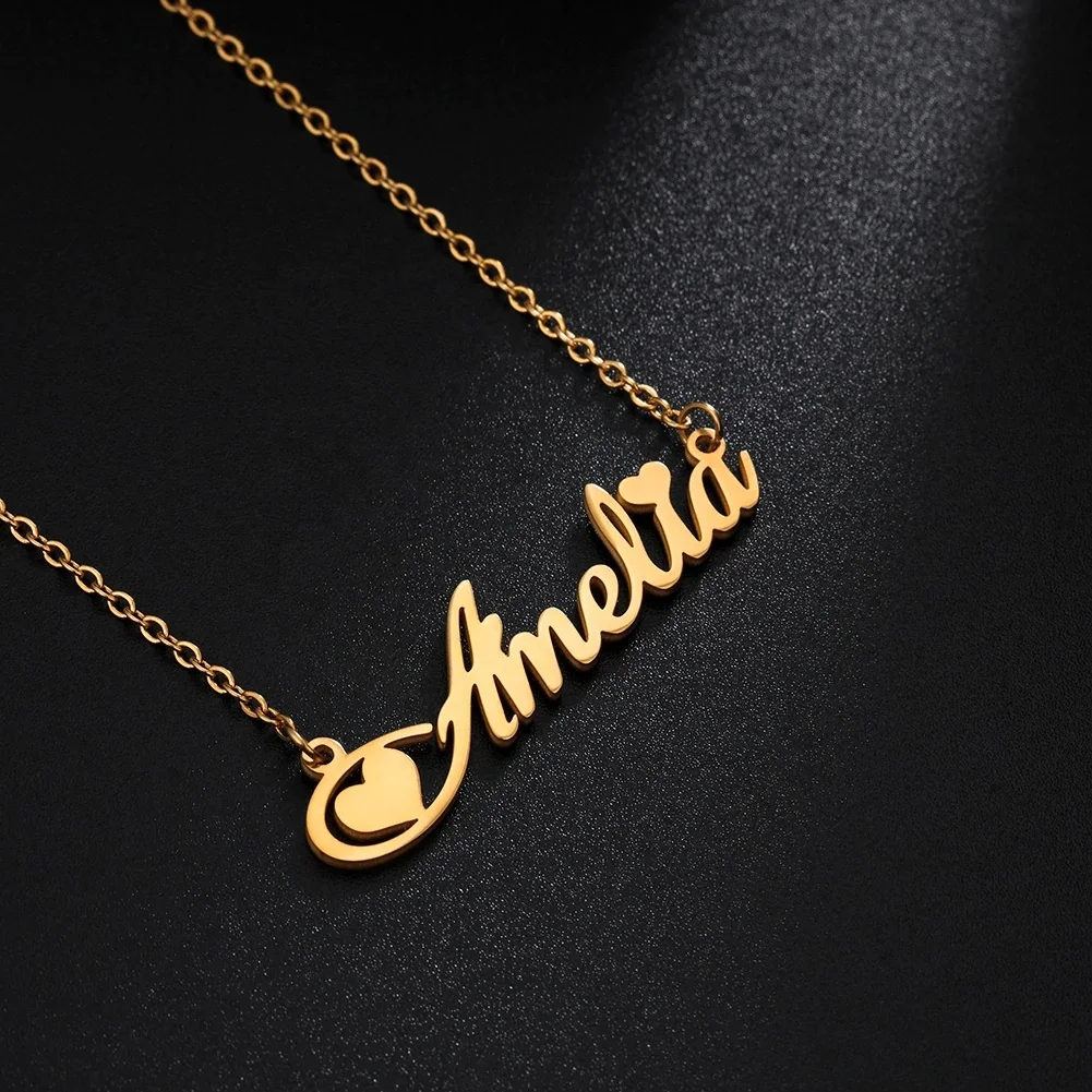  Милое Сердце ожерелье персонализированные табличка 14K позолота 18K изготовленный на заказ для женщин ювелирные