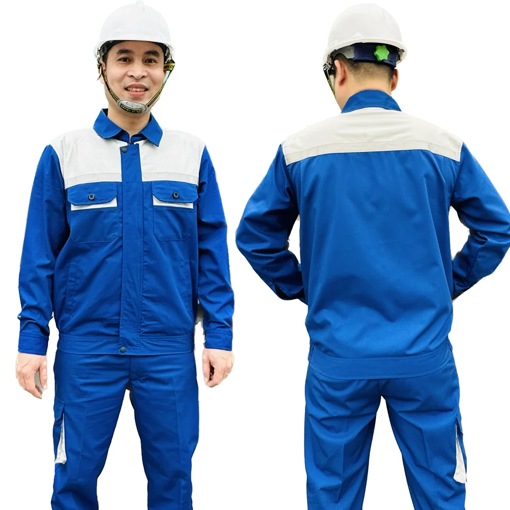 Engineer safety vest and working clothes uniform men blue safety vest from FMF VN Verified Manufacturer clothes ODM/OEM Service