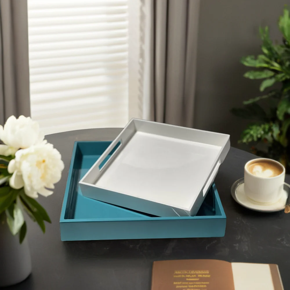 Handmade Round Decorative Lacquer Tray With Handles Made With OEM Design Made In Vietnam Lacquer Box Tray Handmade Lacquerware