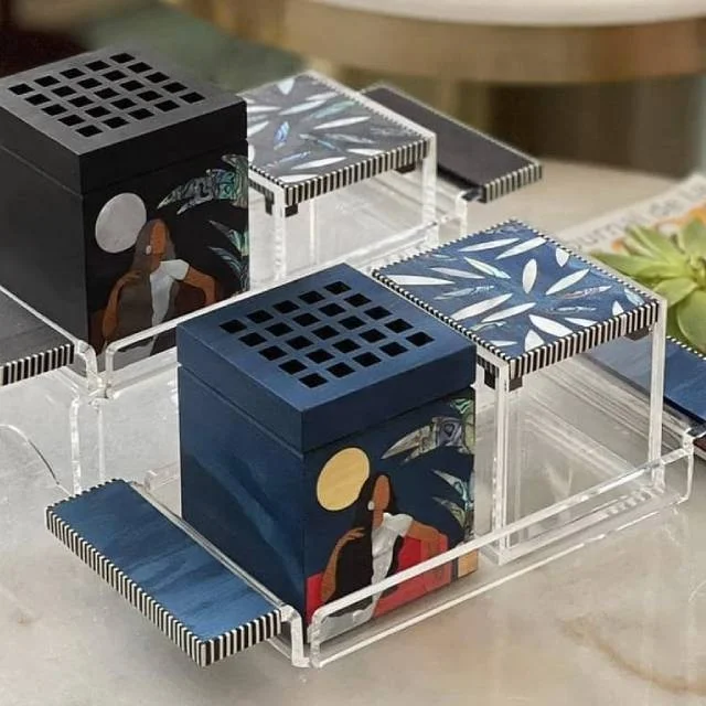 Hot Sale Popular Fragrance Warmer Ceramic Candle Electric Wax Melt Burner Wooden Bakhoor Portable White Gray Perfume