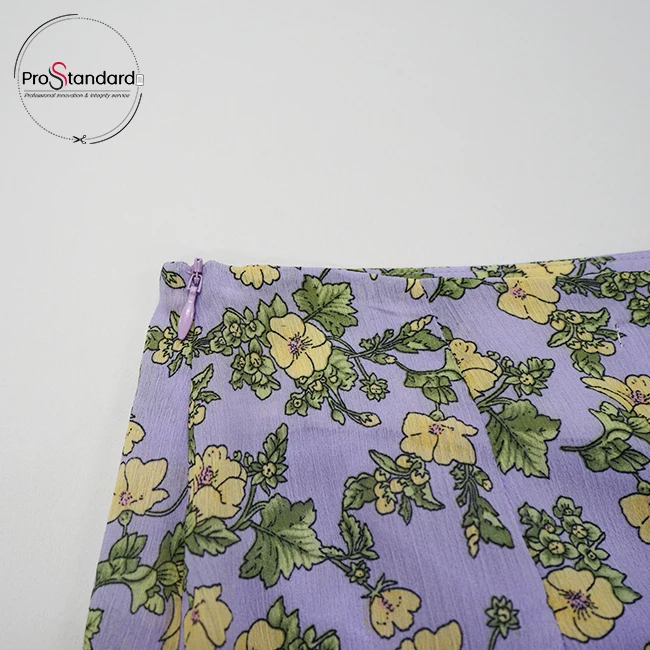 Women Floral Print Chiffon Midi Skirt Asymmetrical Mermaid Skirts With Calf Length