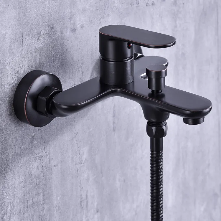Sanitary Ware Rose Gold Single Lever Brass Bathtub Faucets Wall-mounted Shower Set Mixer For Bathroom