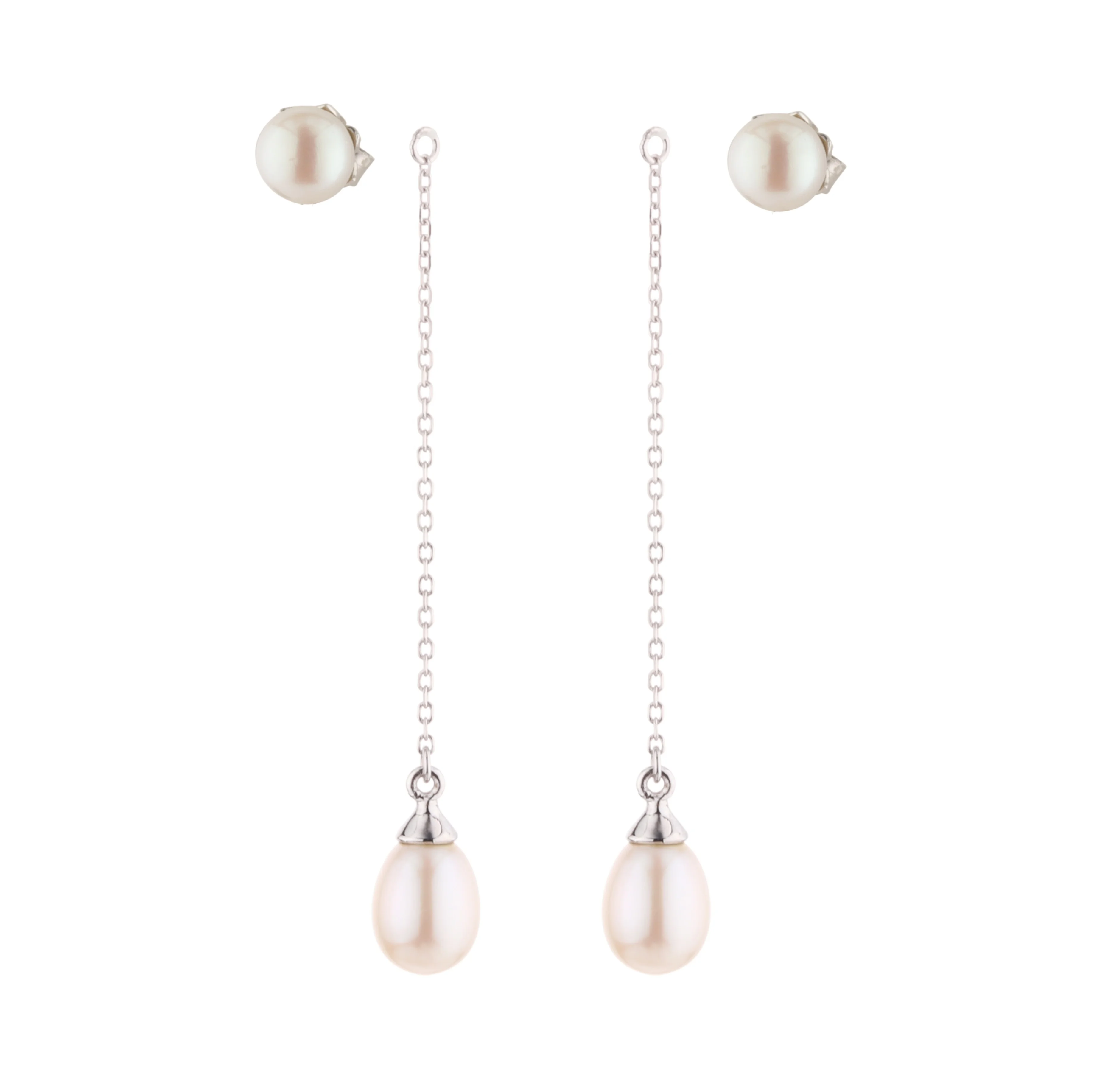 Bespoke Customization 925 Sterling Silver Jewelry sets cultured white pear freshwater pearl necklace earrings set Bridal Jewelry