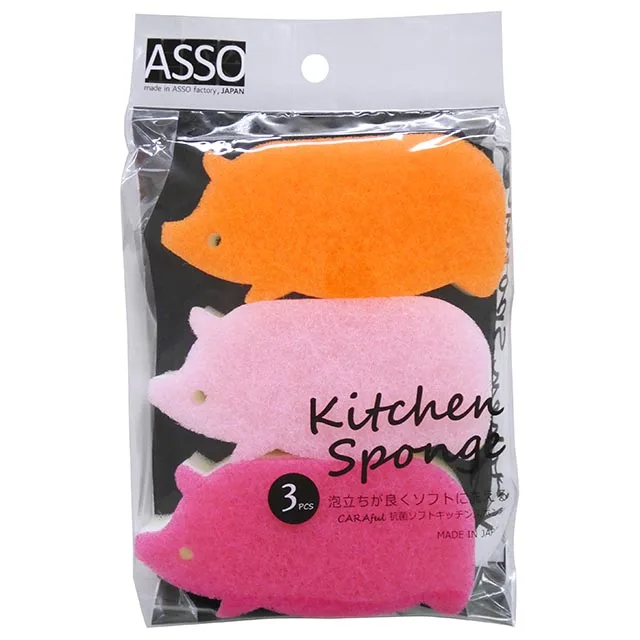 Made in Japan Kitchen Sponge Set of 3 Kitchen Cleaning Sponge, Sponge Scouring Pad, Sponge Scourer