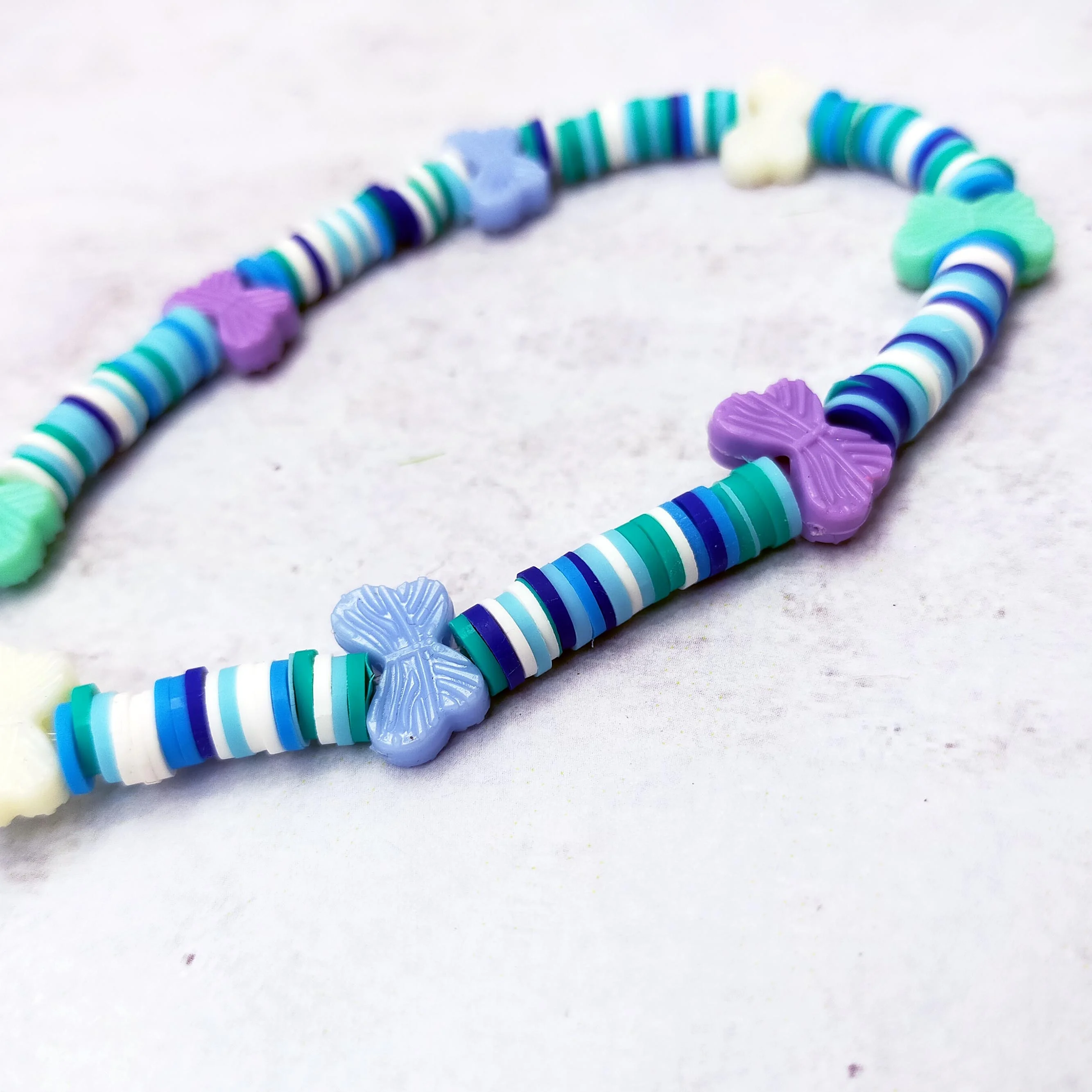 Fancy Vintage Fashion Jewelry Fancy  blue clay beads with plastic bow keychain