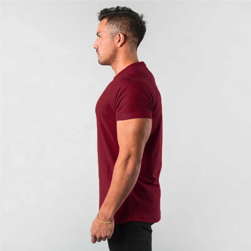 Wholesale Men Summer T Shirts Customized Men Plain 95% Cotton 5% Elastane Gym Workout T Shirt Short Sleeve Blank Casual T Shirt