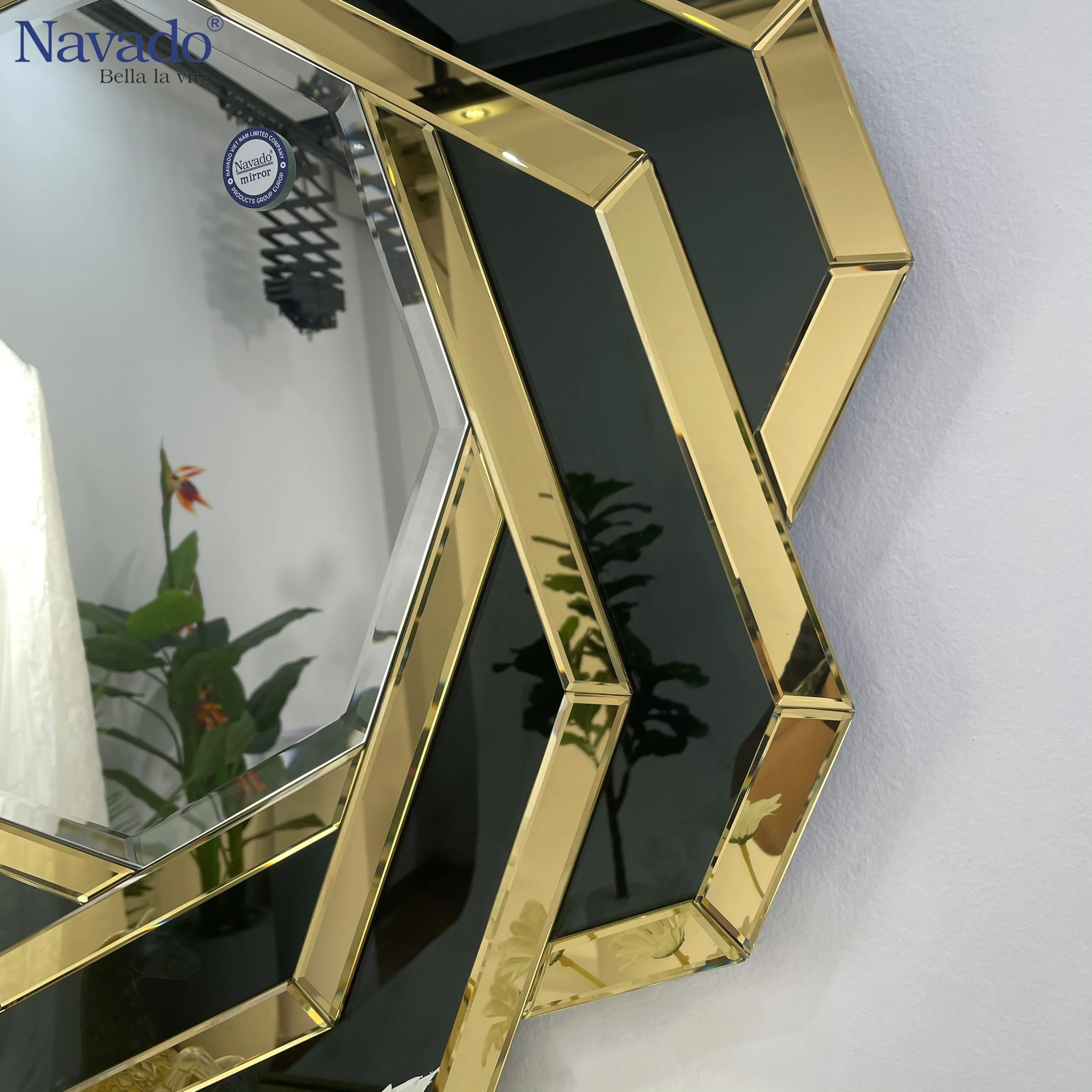 Новый дизайн высококачественное декоративное стеклянное настенное зеркало в форме пиона 80*80 см