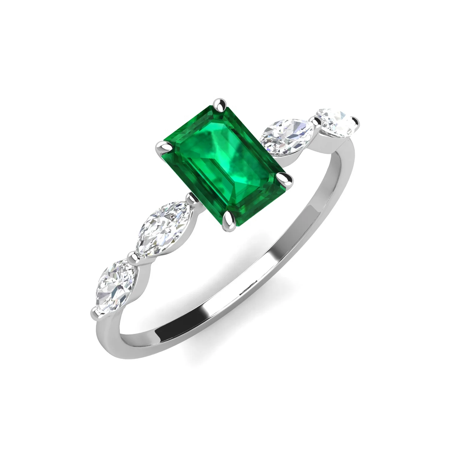 925 Sterling Silver Lab Created Emerald Minimalist Birthstone Jewelry Stackable Marquise Ring For Women 2022 Destiny Jewellery