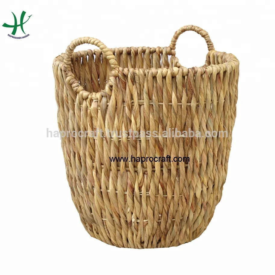 Water Hyacinth storage basket wholesale in Vietnam Natural water hyacinth basket hamper laundry basket