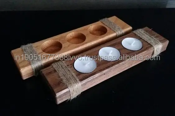 Handmade Wooden Candle Pillar stylish  set of 3 stylish candle holder for home decoration in wholesale price