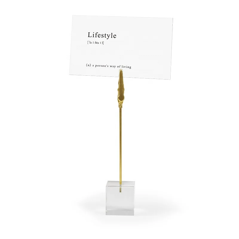 Fashion Clear Acrylic Cube Floating Memo Holder Name Cards Clips Note Holder