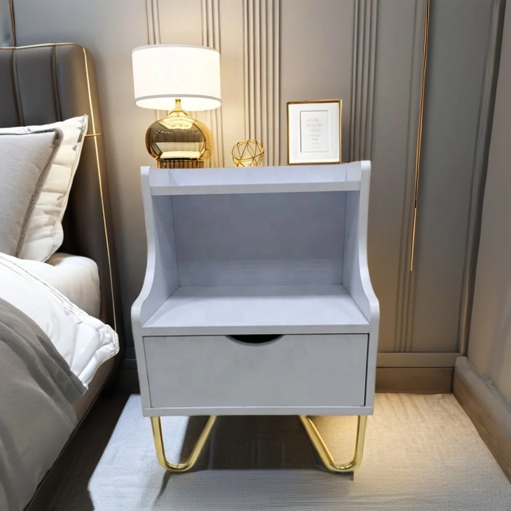 Modern Simple Metal Night Stand with Drawer Versatile Home Furniture for Bedroom Living Room Bathroom Hospital School Gym