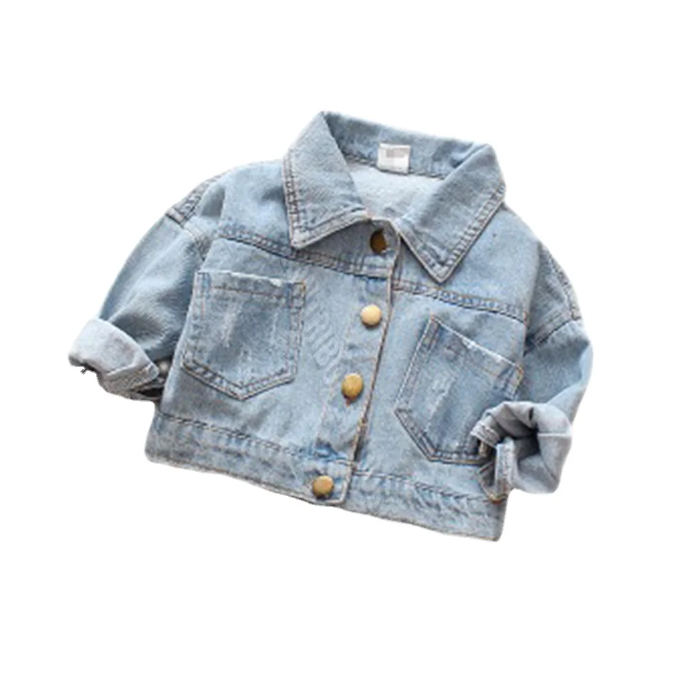 Весенняя хлопковая детская джинсовая куртка ткань для маленьких мальчиков