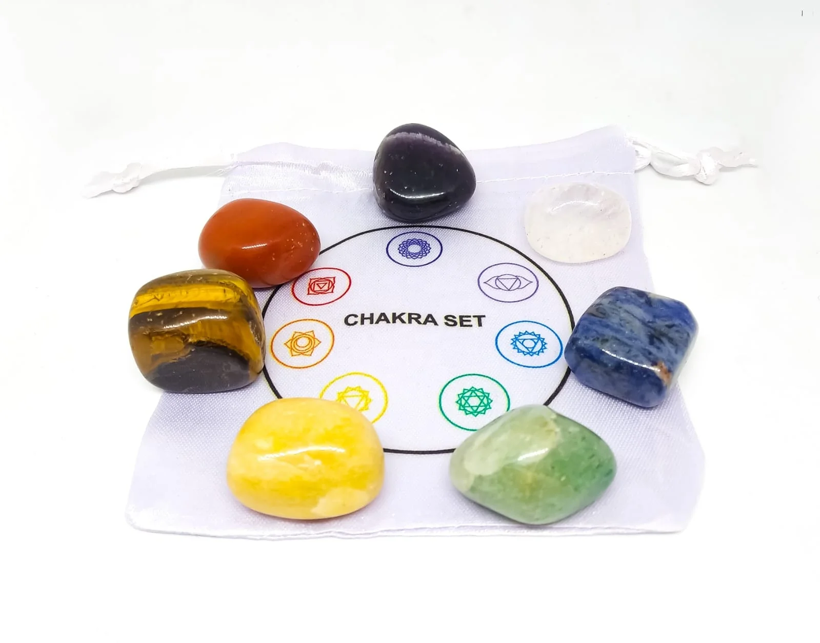 Chakra Crystal Set 8 Pcs Tumbled Stones With Selenite Stick 7 Chakra Stones  Reiki Crystals Meditation Gift Energy Points