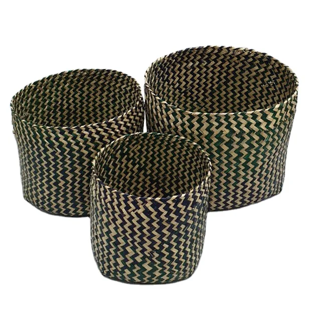 Вьетнамский разноцветный круглый тканый домашний декор ручной работы комнатный горшок для растений натуральный дешевый маленький вазон из водорослей