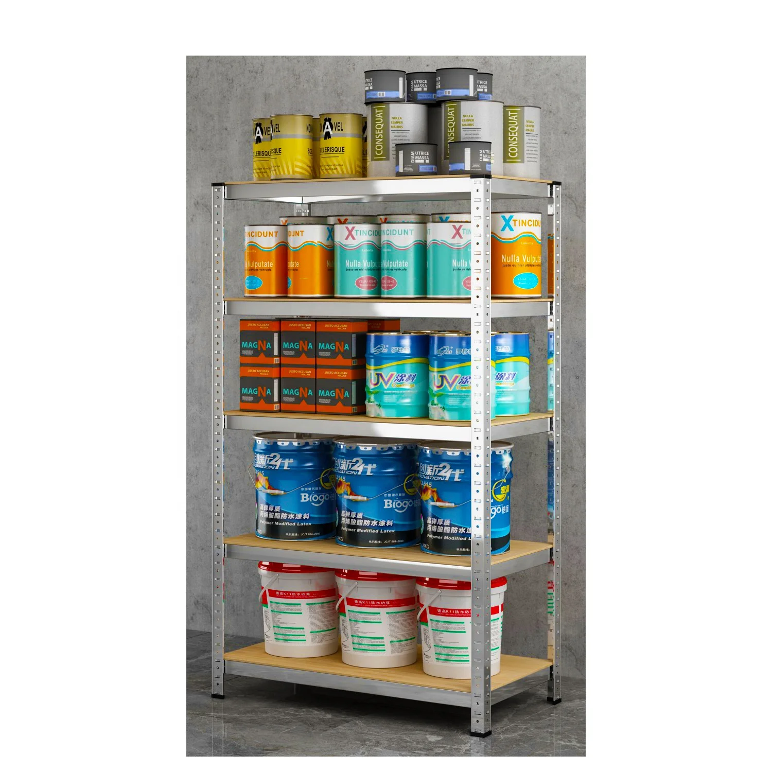 4-tier metal Boltless rack 175 kg load capacity galvanised warehouse Boltless rack steel shelving storage shelves unit