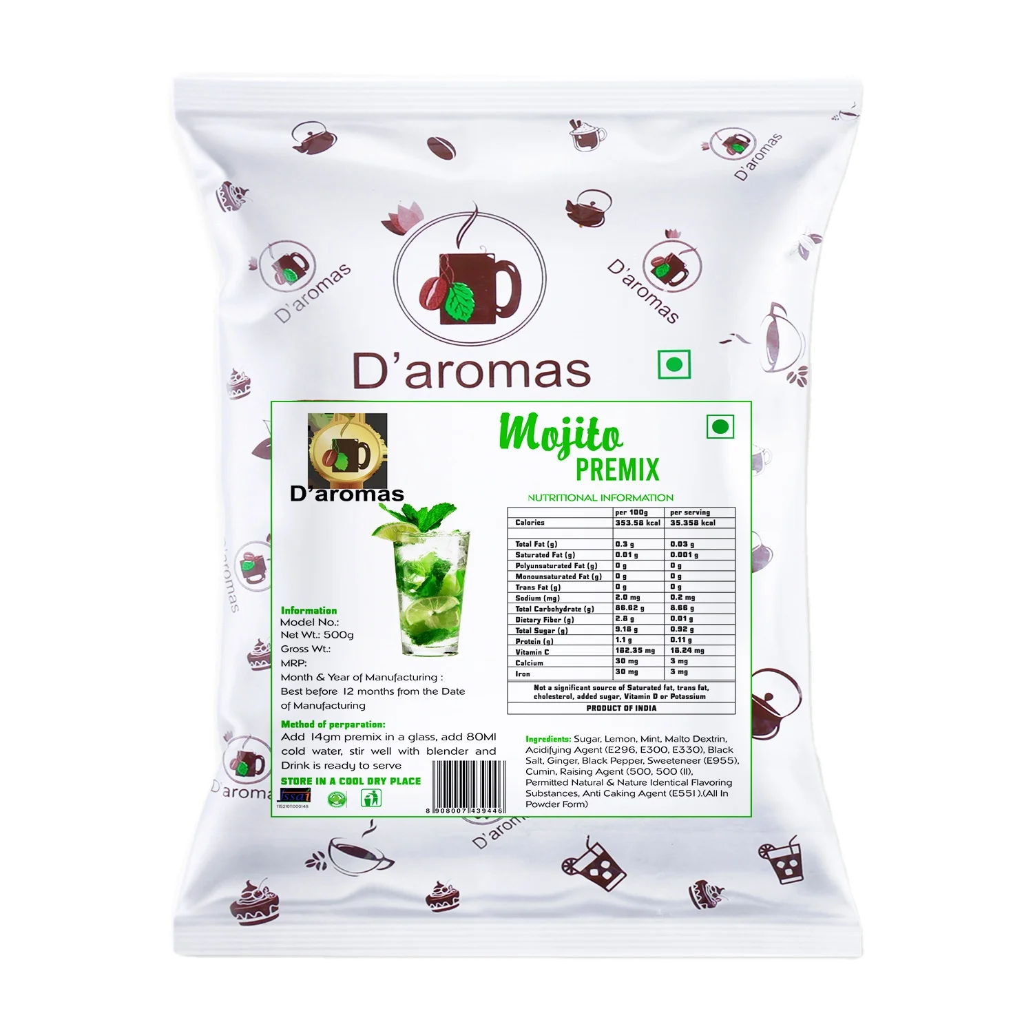 Порошок Mojito Premix освежающий и восстанавливающий увлажнение Мгновенный