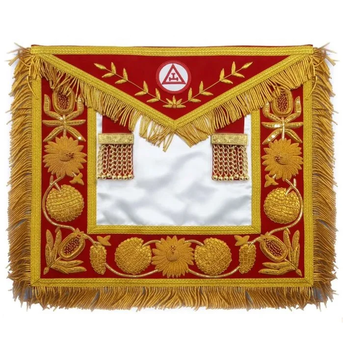 Deluxe Royal Arch Chapter Apron for Grand High Priest Freemason Masonic Chapter Embroidered Leather Apron with Embroidery Patch