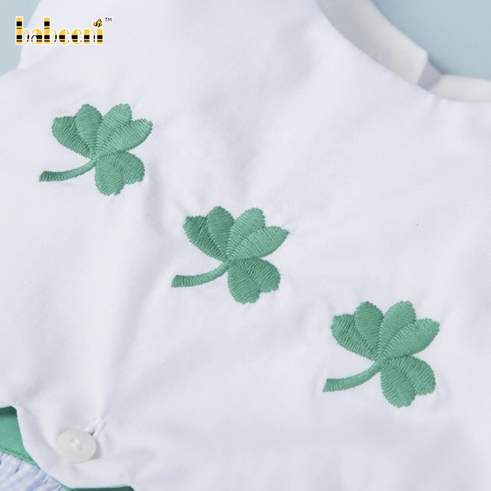 Lucky leaf embroidery girl dress ODM OEM wholesale smocked girl dress high quality - BB2690