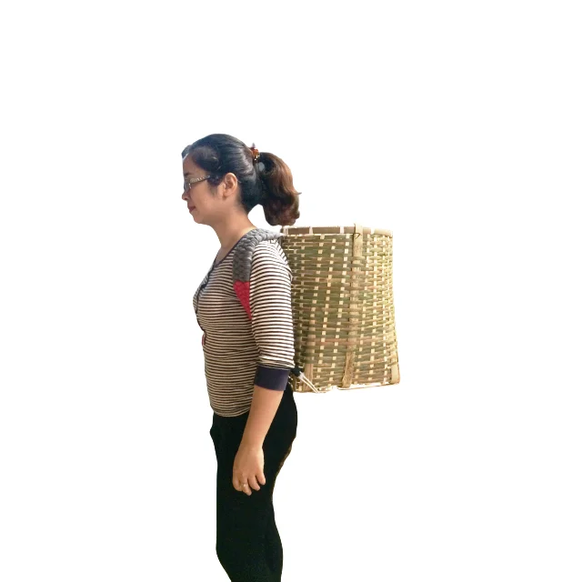 Back bamboo handmade basket  with sling back to buy food storage fruit for famers with Japan standard