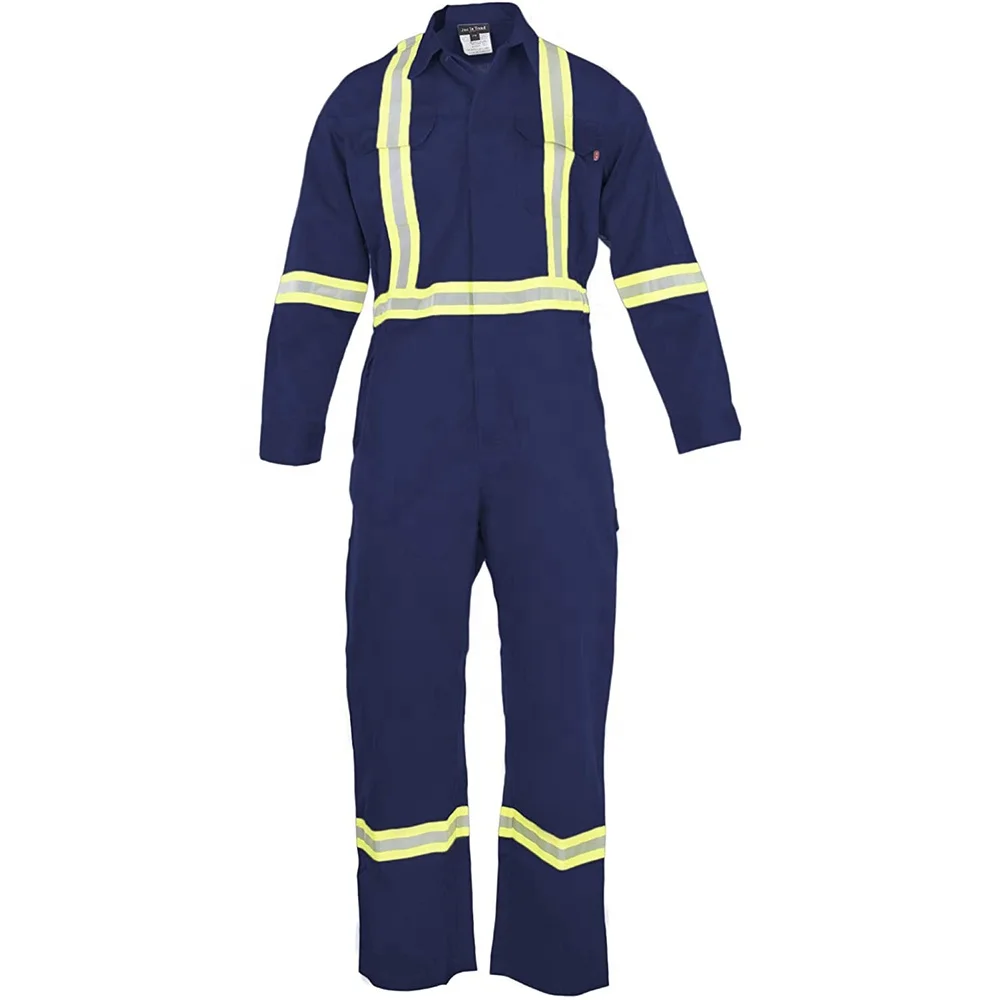 Factory Supply Polyester  Cotton Industrial Construction Reflective Safety Work Suit For Men
