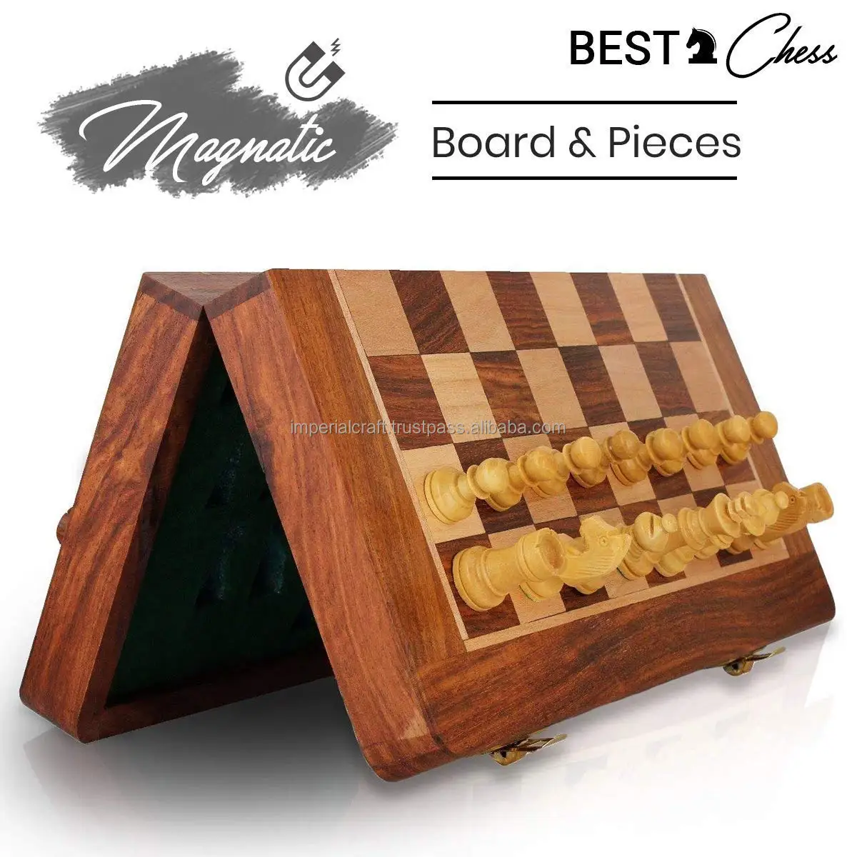 hot selling wooden chess board with  handcrafted chess pieces new design folding  and magnetic  chessboard