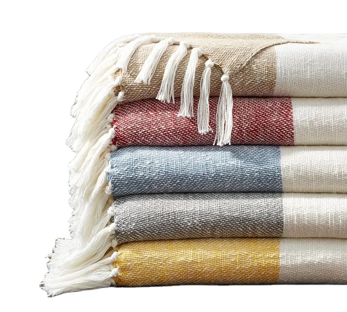 High quality Soft Blanket Throw  boho luxury knitted  decorative woven nordic cotton throw blanket for sofa couch with tassel