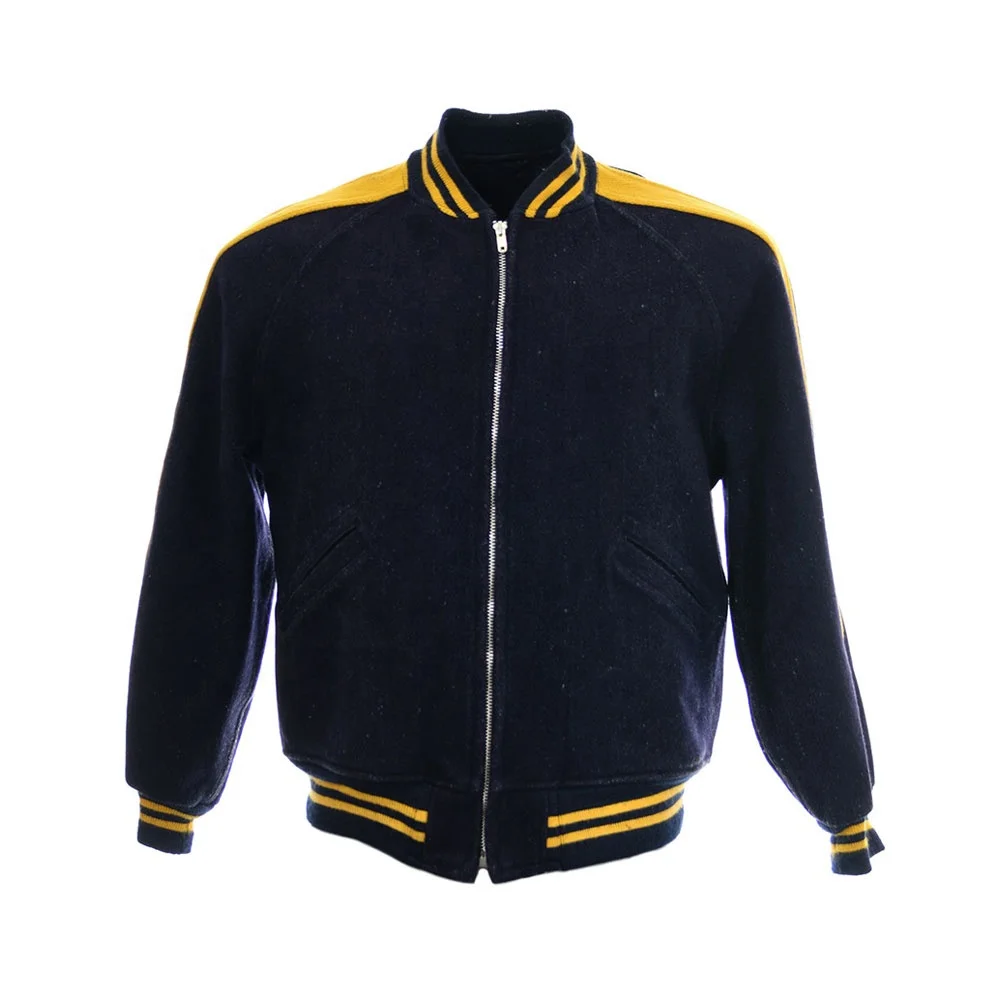 Custom embroidered different color leather sleeve jacket for men Winter shaker down embroidered flocking padded cotton-padded