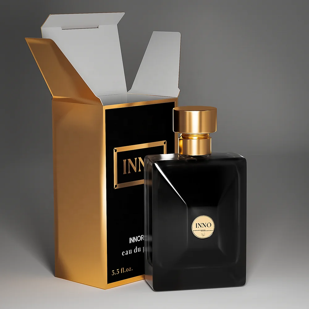 Custom Black Cardboard Folding Carton Perfume Small Box for Refillable Bottle