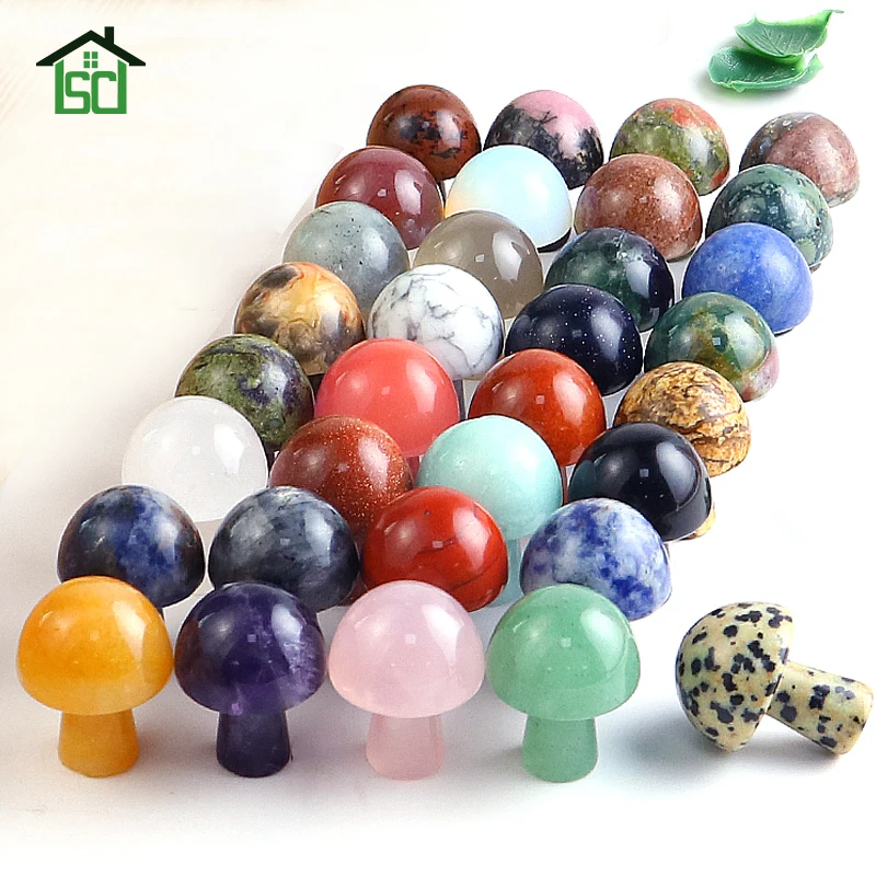Cute design Natural Crafts Clear Rose Quartz Stone Carving Mini Crystal Mushroom For Gift