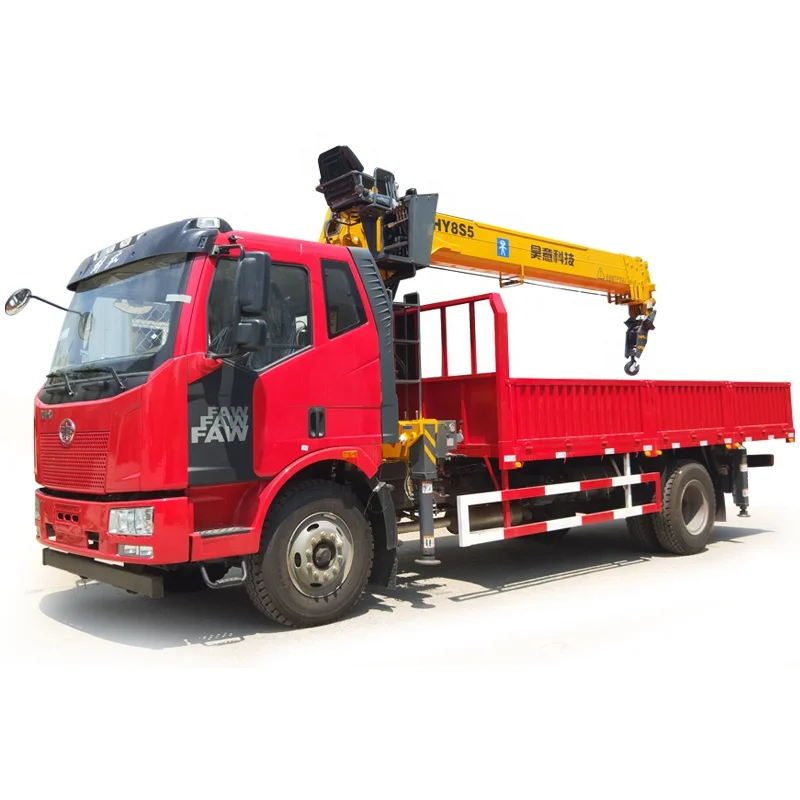 HAOY 8 Ton Remote Control Hydraulic Arm Drive Winch Traveling Telescopic Boom Lifting Truck Crane For Sale