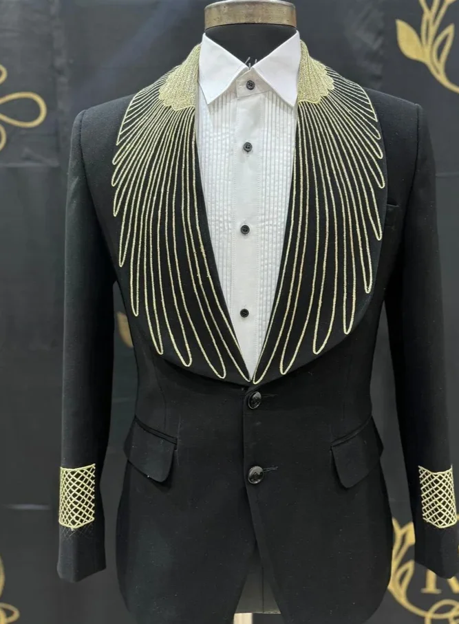 Black Designer hand embroidered tuxedo suit mens special suit Wedding Jodhpuri Indian Jacket Designer Jodhpuri Suit