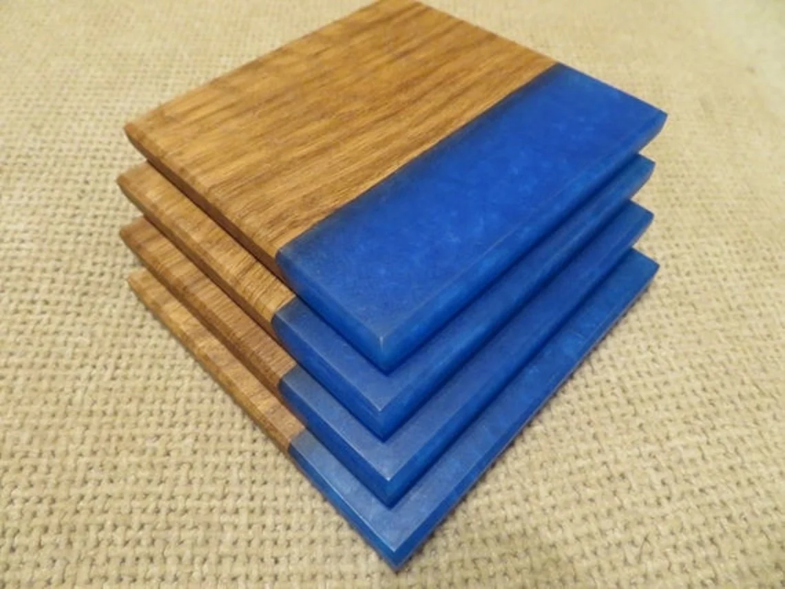 Indian Handicraft Wooden Resin Mats & Pads New Production Cheap Price High Quality Home Decoration Resin & Wood Joint Coaster