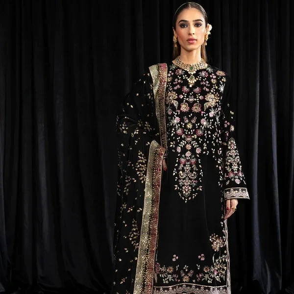 Одежда из Индии и Пакистана, зимние платья для женщин, salwar kameez, женские высококачественные бархатные платья с вышивкой, shalwar kameez