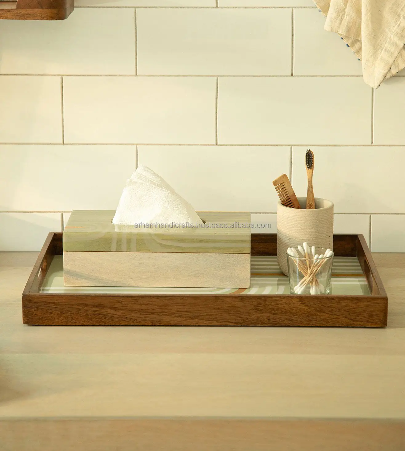 Square Wooden Tray for Food Serving hot selling in Senegal Dubai by LUXURY CRAFTS