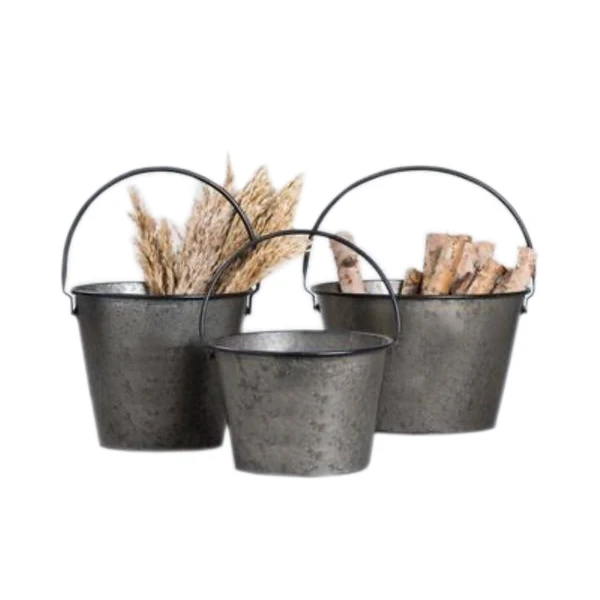 Metal Green Power Coated Finished White Spots Round Pail Bucket Outdoor Use Bucket With Wire Handle Factory Supply Customizable