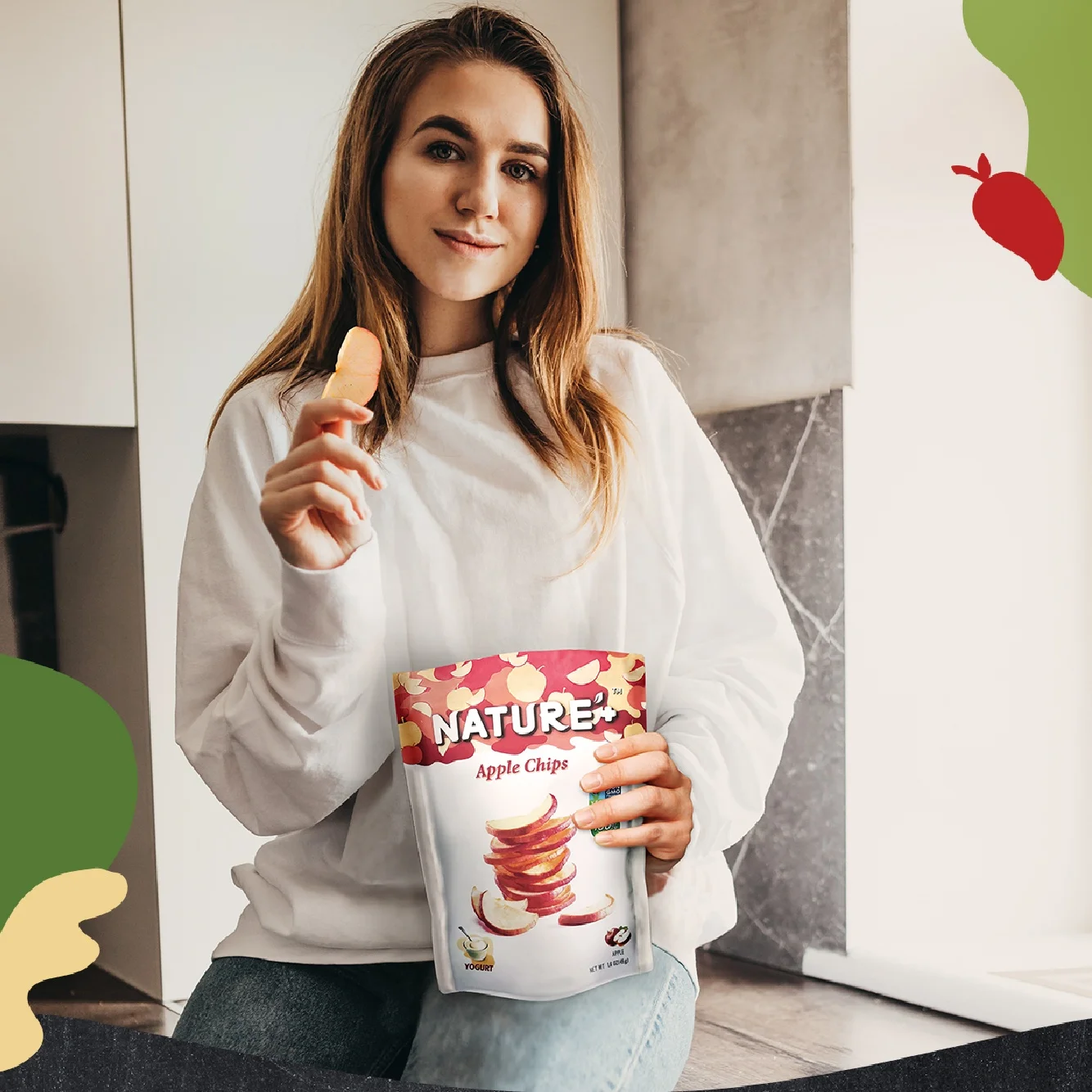 Лидер продаж с фабрики яблочные чипсы аромат йогурта без добавления сахара закуски от производителя сушеные здоровые брендовые