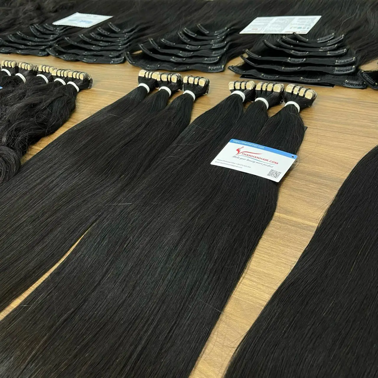 NEWLY STOCKED natural black tape bundle closure. Wholesale unprocessed raw Vietnamese hair from one donor. Factory export ready