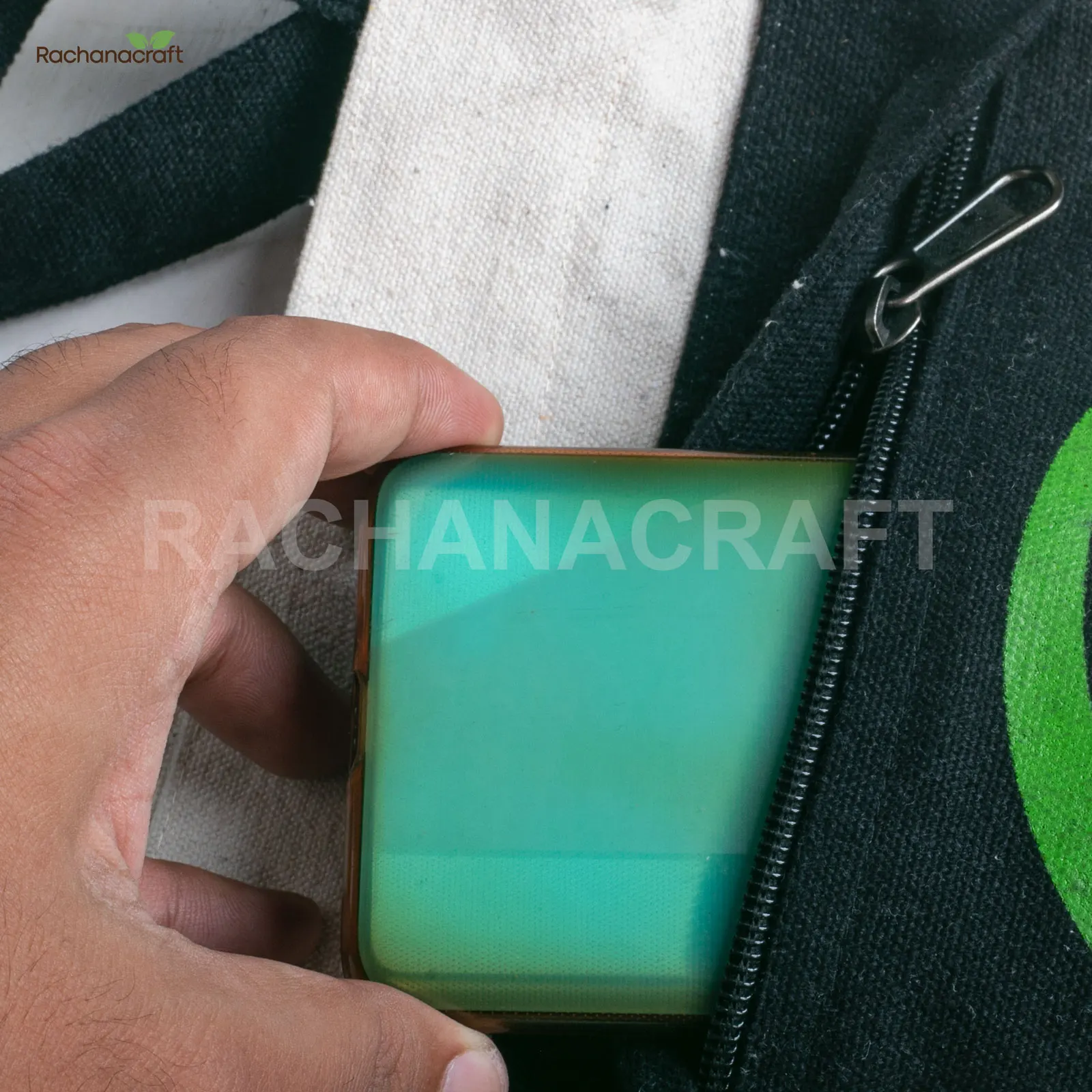 Black and White Tote Bag Hemp Made in Nepal Natural Organic Light Weight Product for Jewelry, Makeup, Coin Bag, Magnet Closure