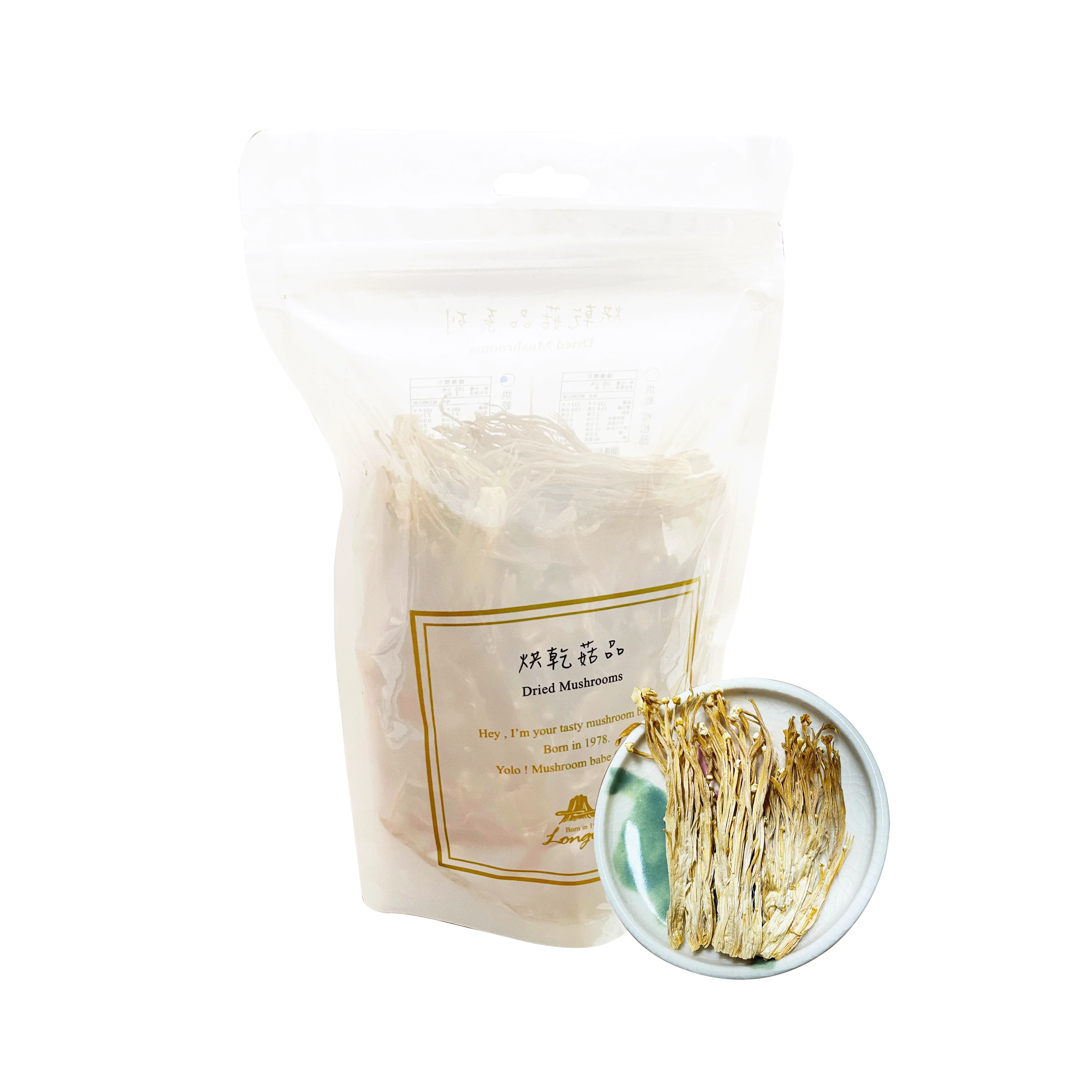 Long stipe enoki mushroom raw organic flammulina