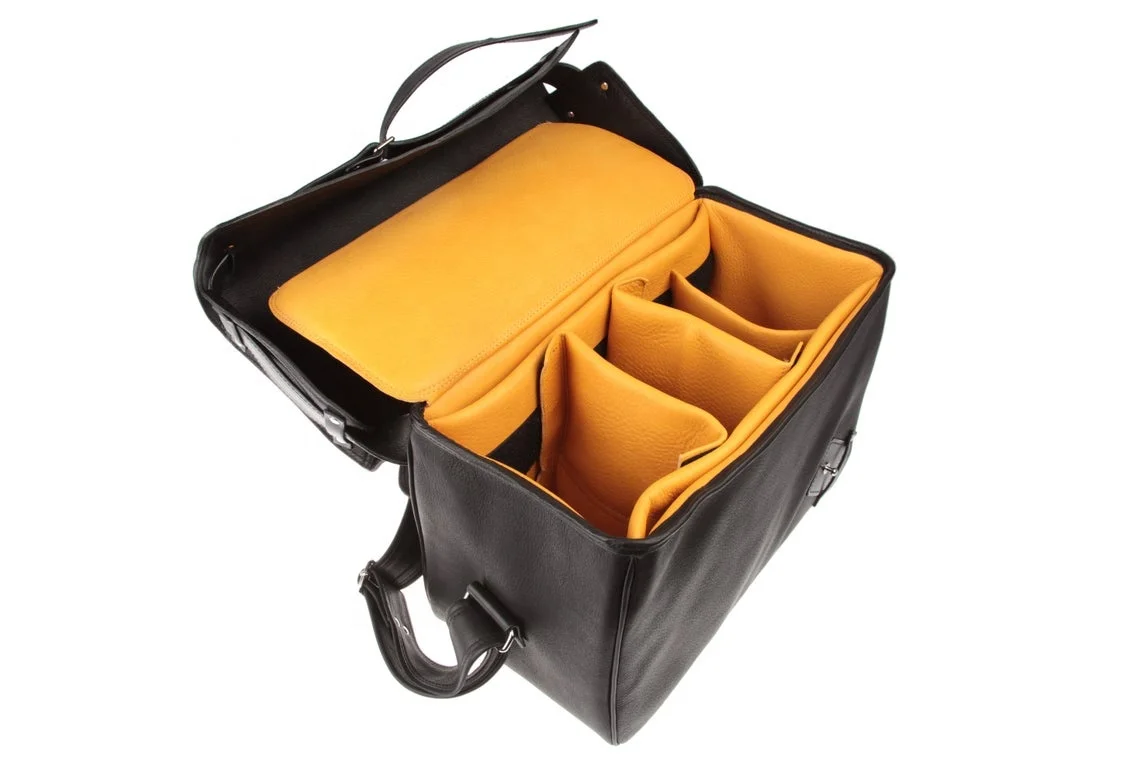 Shockproof High Quality Premium Leather Black Photography Camera Case Classic Camera Bag With Strap Closure Eye To Carry