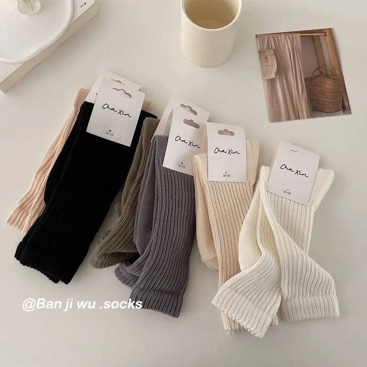 Wholesale Korean Fashion Solid Color Women Slouch Socks Cozy Cotton Plain Colors Slouch Socks Women