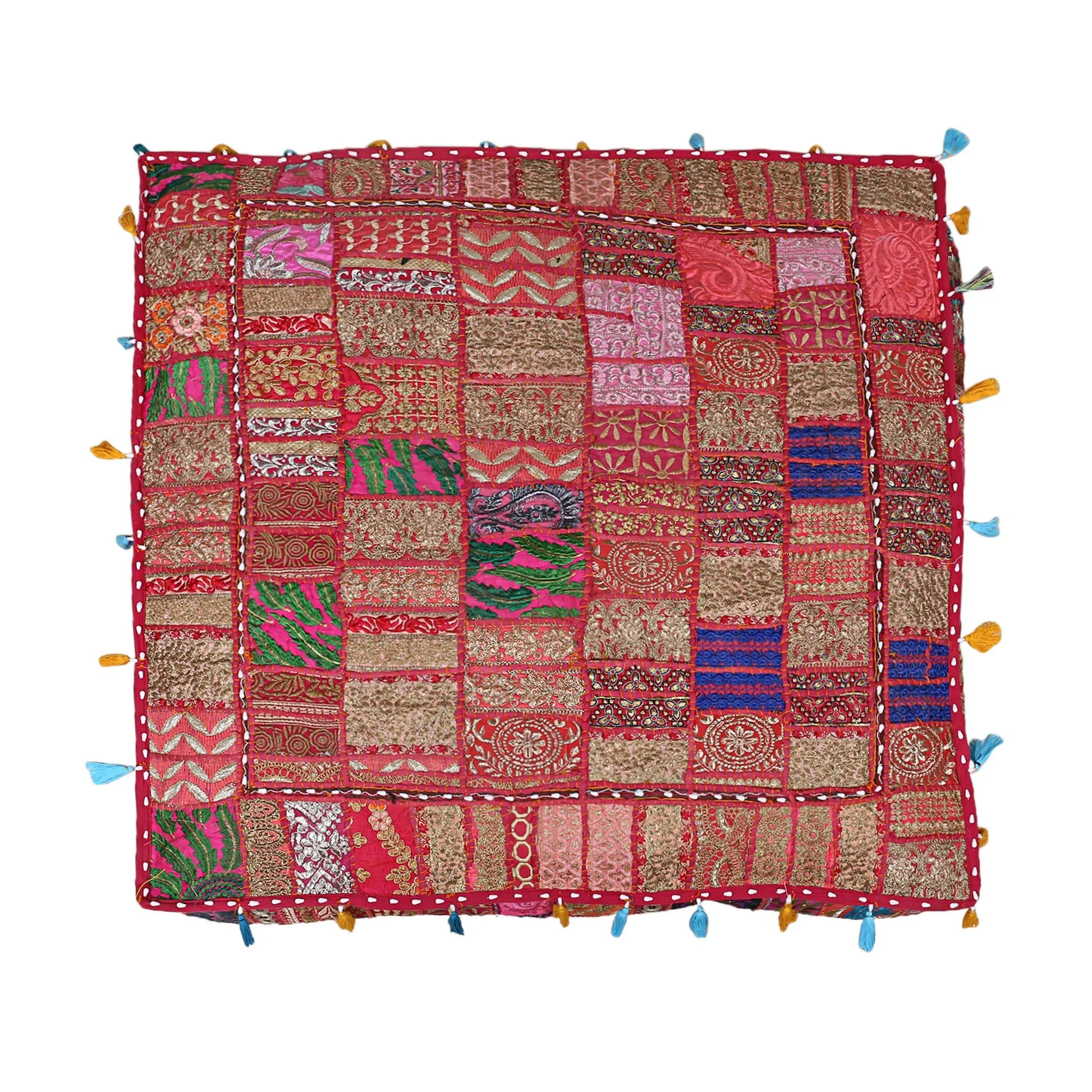 Wholesale Indian Handmade Banjara 100% Cotton Embroidered Patchwork Living Room Ottoman Pouf Dog Bed Floor Pillow Cushion Cover