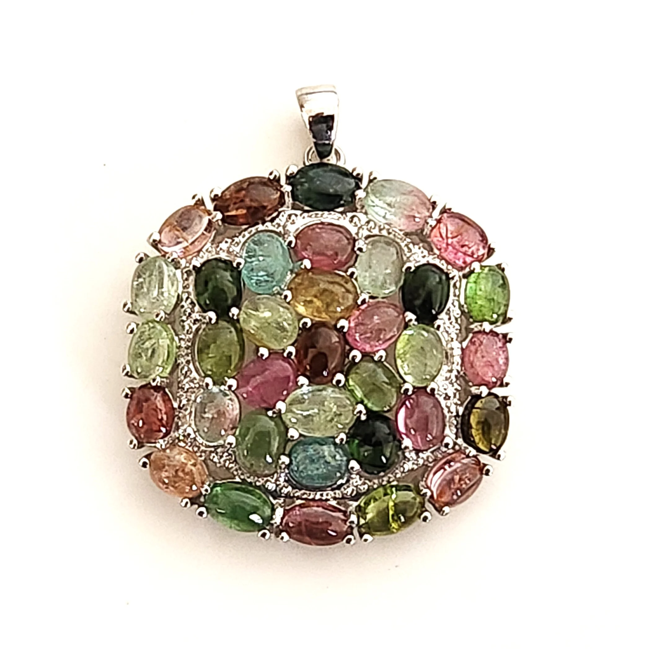 Multicolored Tourmaline Gemstone 925 Sterling Silver Gemstone Pendants for Necklace Jewelry