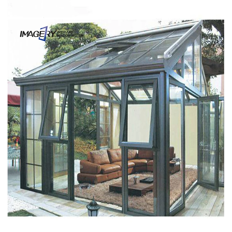 Winter garden outdoor standing container sunroom customized aluminum portable veranda sunroom glass house