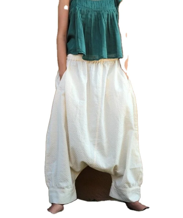 Wholesale Latest design fashion casual Hippie long pants harem elastic funky pant mustard