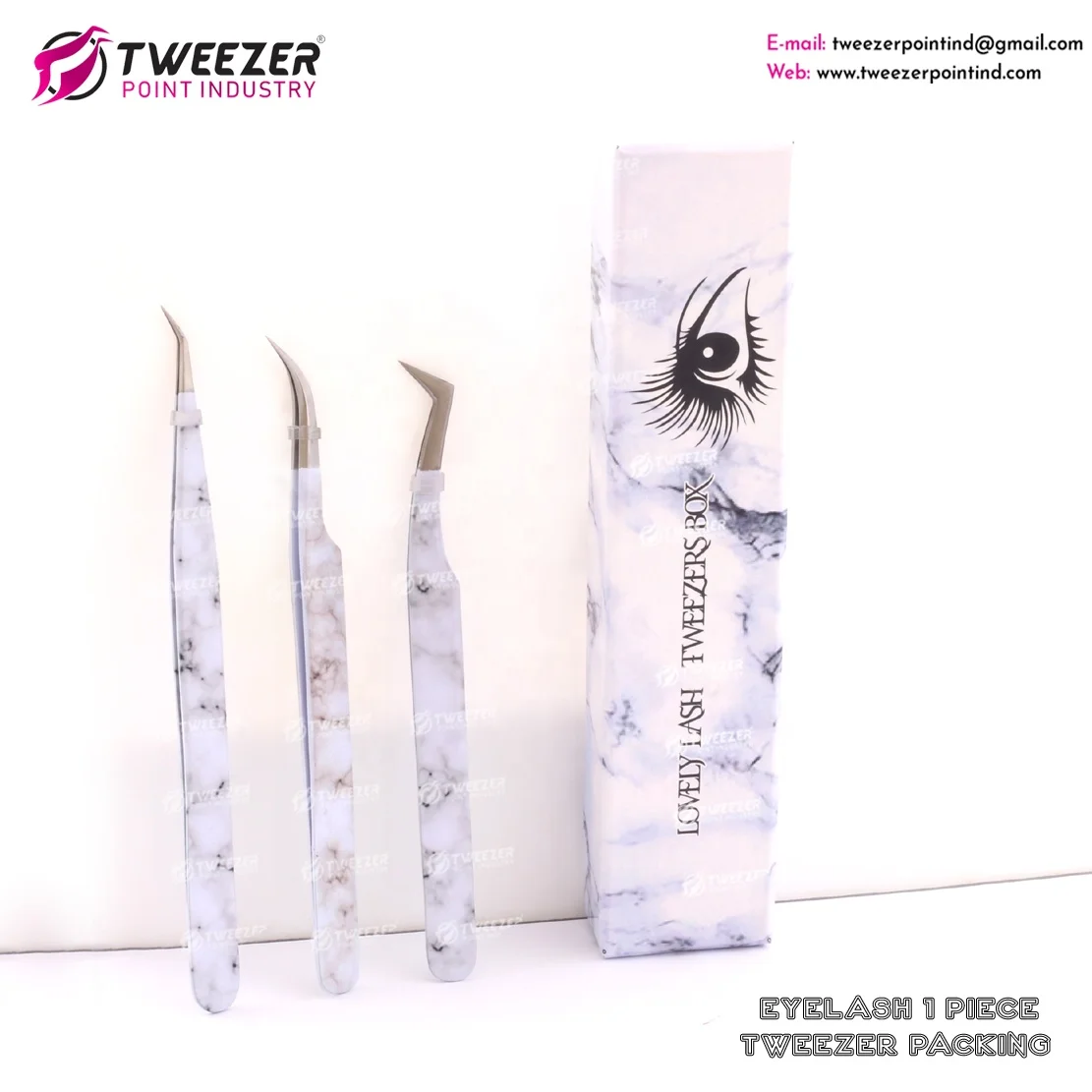 Curved Tweezers with 1 pc box packing Eyelash Extension Tweezers paper coated Tweezers Perfect choice For Professionals